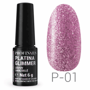 Rózsaszín glitter gél-lakk, ProfiNails Platina Glimmer P-01.