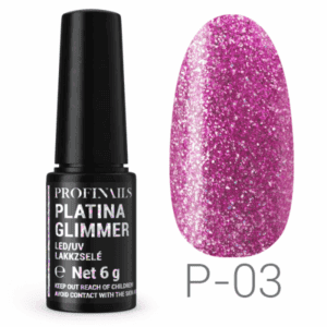 Rózsaszín glitter gél-lakk, ProfiNails Platina Glimmer P-03.