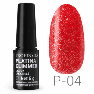 Piros glitter gél-lakk, ProfiNails Platina Glimmer P-04.