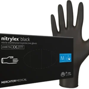 Fekete nitril kesztyű Mercator Medical nitrylex black csomagban.