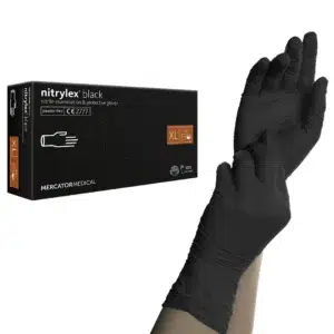 Fekete nitril kesztyű, XL méret, Mercator Medical áruházban.