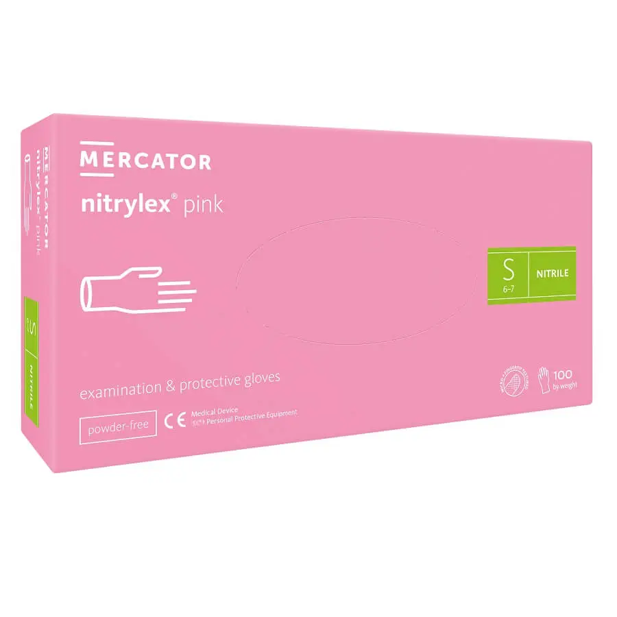 Mercator nitrylex rózsaszín nitril kesztyű doboz.
