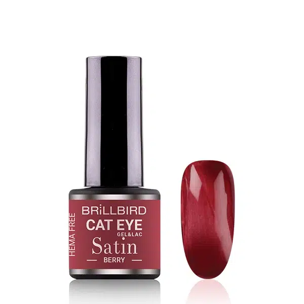 Brillbird Cat Eye Satin Berry gél-lakk, hema-free, vörös