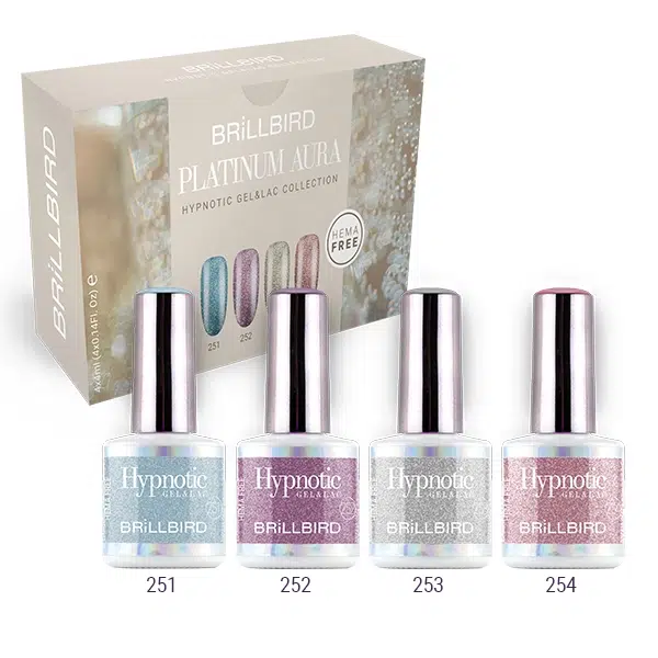 Brillbird Platinum Aura Collection, 4 színű Hypnotic gél-lakk készlet