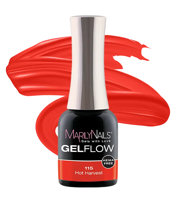 MarilyNails GelFlow 115 Hot Harvest, hema mentes gél-lakk, piros szín.