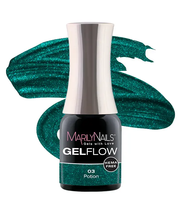 MarilyNails GelFlow 03 Potion zöld fényes gél-lakk.