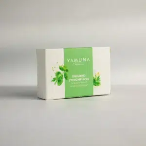 Yamuna organikus citromfüves növényi szappan doboz.