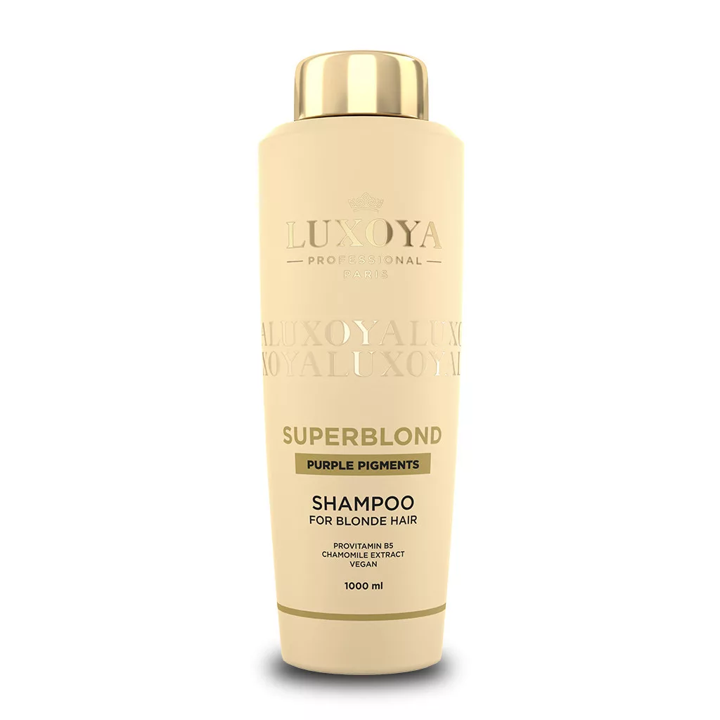 Luxoya Superblond szőke hajra készült sampon, lila pigmentekkel.