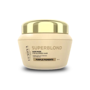 Luxoya Superblond hajmaszk szőkített hajra lila pigmentekkel.
