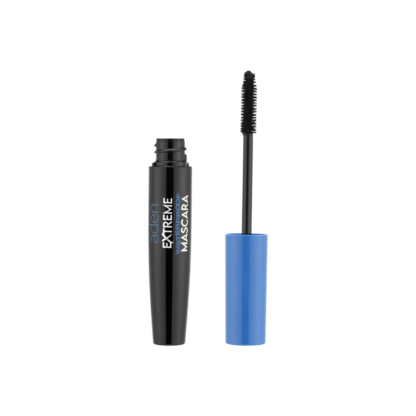 Aden Extreme Waterproof Mascara fekete színű szempillaspirál, kék fedéllel.
