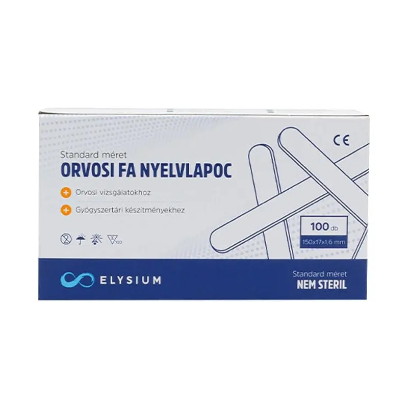 Orvosi fa nyelvlapec doboz, 100 darabos csomag.