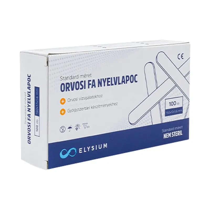 Orvosi fa nyelvlapoc csomagolás, 100 db-os doboz.
