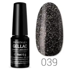 Fekete glitter gellak, ProfiNails 039 szín.