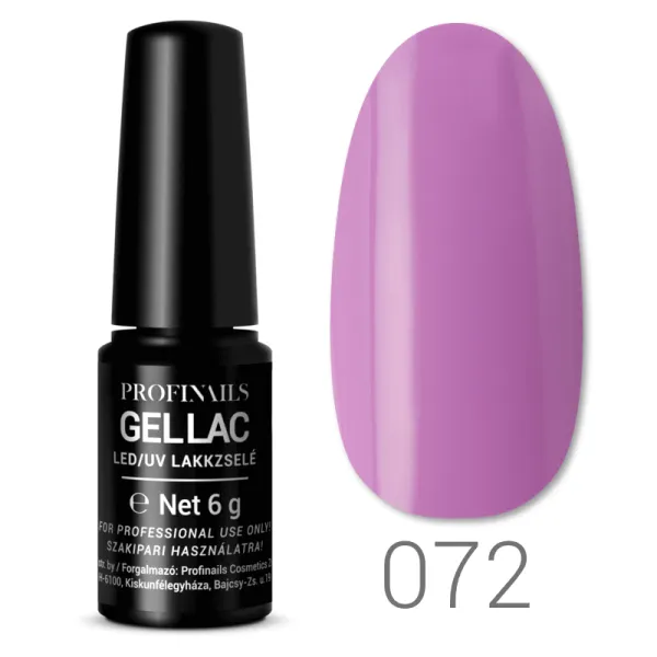 Profinails Gellak 072 lila színű, LED/UV lakkzselé.