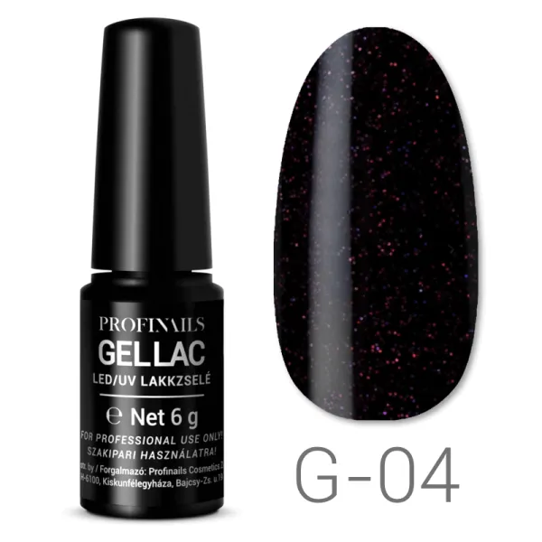 Profinaills Gellac G-04 fekete glitter gél lakk.