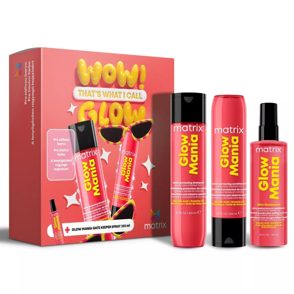 Matrix Glow Mania hajápoló készlet, festett hajra készült termékek.