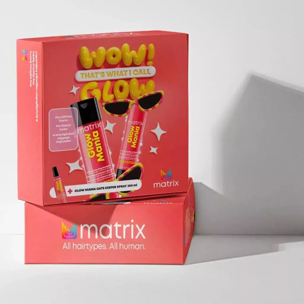 Matrix Glow Mania hajápoló készlet piros dobozban.
