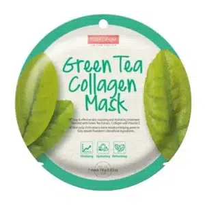 Zöld tea kollagén arcmaszk, hidratáló és frissítő bőrápolás.