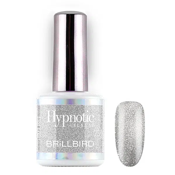 Hypnotic Gelakril BrilliBird ezüst glitter gél-lakk.