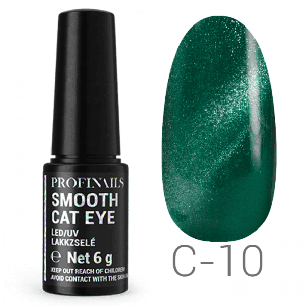 Zöld glitter gél-lakk, C-10 szín, ProfiNails Smooth Cat Eye.