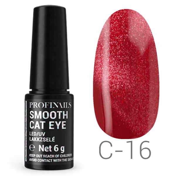 Piros glitter gél-lakk C-16, Profinails Smooth Cat Eye.